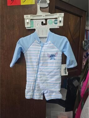 3m brand new disney baby stitch swimsuit with rash guard item 350